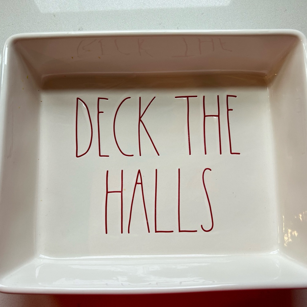 Rae Dunn large baking Dish DECK THE HALLS